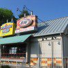 Closed restaurant with metal shutters